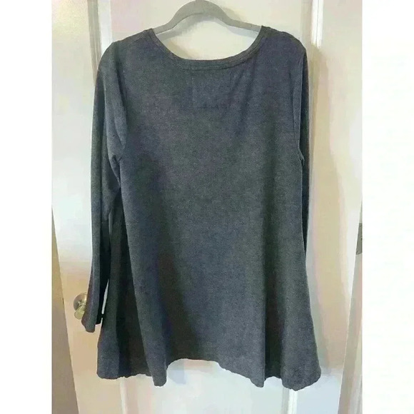 Cupio Pullover Women's Large Gray Solid Oversized Crew Neck Long Sleeve - Picture 2 of 4